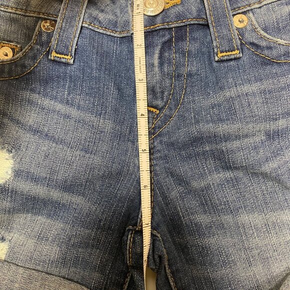 size 26 NEW True Religion mid rise cut off denim shorts $159 super stretch NWT - Picture 4 of 8